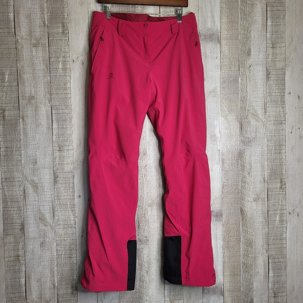 Salomon Hot Pink Women's Softshell Ski Pants with Black Ankle Panels